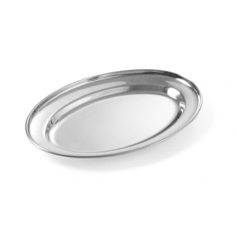 Plateau en acier pour viande et charcuterie, ovale, longueur 40 cm - Hendi 404409 (1/3)