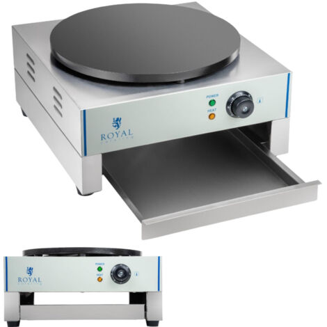 Royal Catering – Crêpière électrique 3000 W – Plaque en fonte émaillée 400 mm – Température réglable de 50 à 300 °C – Avec tiroir pratique (1/5)