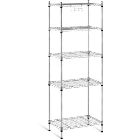 Royal Catering – Étagère de rangement en métal époxy gris – 5 étagères ajustables – Charge maximale 150 kg – Dimensions 150 x 55 x 35 cm (1/5)