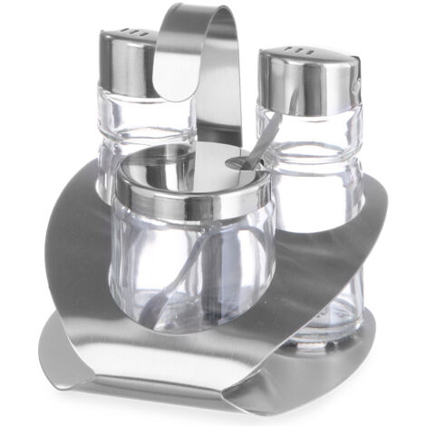 Ensemble d'épices en acier inoxydable - Sel, poivre, moutarde - Hendi 465332 (1/2)