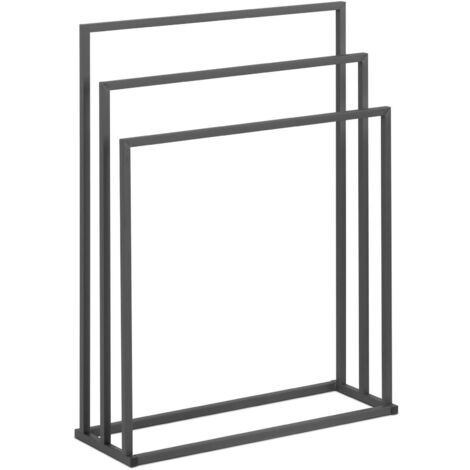 Physa – Porte-serviettes sur pied 3 barres en acier peint – Dimensions 65 x 21,5 x 84 cm – Charge max. 6 kg – Finition résistante aux rayures (1/5)