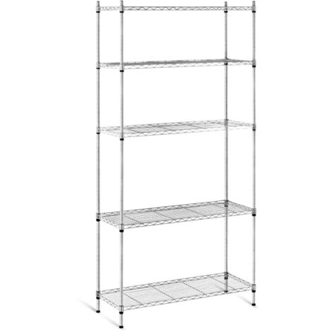 Royal Catering – Étagère murale en métal époxy gris – 5 étagères ajustables – Charge max 150 kg – Dimensions 180 x 90 x 35 cm – Montage rapide sans outils (1/6)