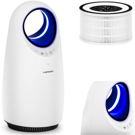 Purificateur d'air 80 m3/h pour pièces jusqu'à 10 m2 – Filtration HEPA 3 étapes – Minuterie et 3 vitesses – Moins de 30 dB – Uniprodo