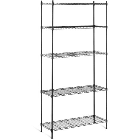 Étagère de rangement ajourée en fil métallique, noire, 180 x 90 x 35 cm, jusqu'à 150 kg (1/7)