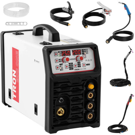 Poste à souder MIG TIG/MAG multifonction 200A – Découpe plasma 50A – Panneau numérique avec 2 écrans LED – Soudage acier inoxydable et aluminium – Stamos