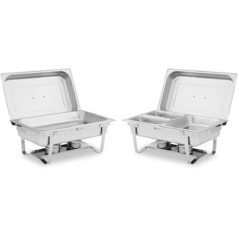 Royal Catering – Chauffe-buffet bain-marie 2 x 8l – Lot de 2 pièces – Acier inoxydable pour buffets raffinés – Maintien au chaud optimal - GN 2 X (1/8)