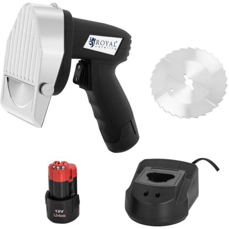 Royal Catering – Couteau à kebab électrique sans fil 80 W – Vitesse 3000 tr/min – Lame en acier inoxydable remplaçable – Épaisseur de coupe réglable 1-8 mm (1/6)