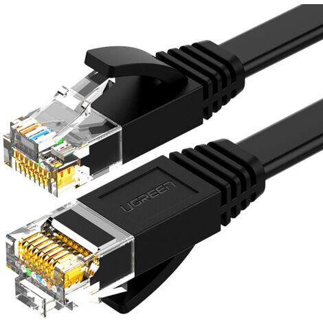 Cordon de raccordement LAN plat RJ45 Ethernet Cat. 6 8 m noir (1/5)