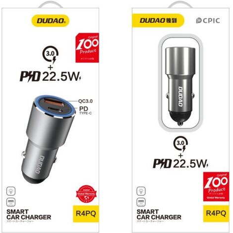 Chargeur de voiture USB-C PD QC 22,5 W Gris (1/5)