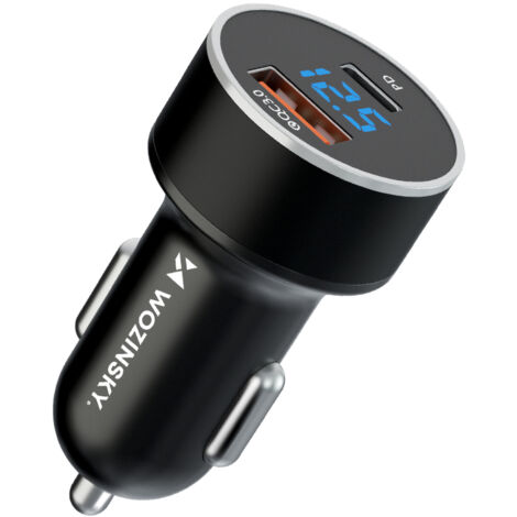 Chargeur allume-cigare USB-C USB-A 36 W Noir (1/5)