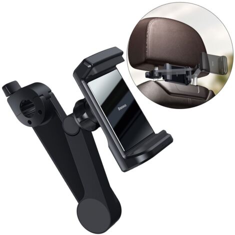 Support de téléphone pour appui-tête de voiture avec chargeur sans fil Qi 15 W, noir (1/5)