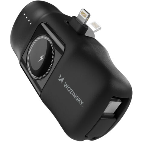 Mini Power Bank 5000 mAh 15 W avec chargeur Lightning pour iPhone et Apple Watch - Noir (1/5)