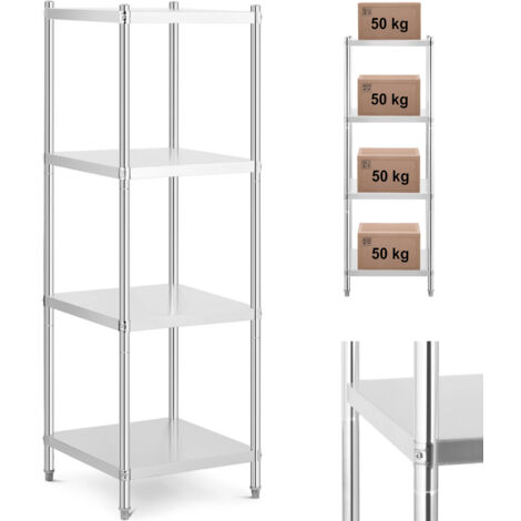 Royal Catering – Étagère inox 60 x 60 x 180 cm – 4 tablettes – Charge max 200 kg – Acier inoxydable pour cuisines professionnelles (1/5)