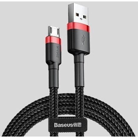 Câble flexible durable USB microUSB 1,5A 2M noir et rouge (1/3)