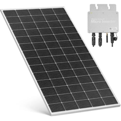 MSW – Panneau solaire photovoltaïque pour balcon 300 W – Monocristallin avec onduleur intégré – Câble 5 m – IP65 pour protection optimale