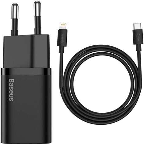 Chargeur rapide pour iPhone Super Si 1C 20W Power Delivery + Câble USB-C - Lightning 1m noir (1/5)