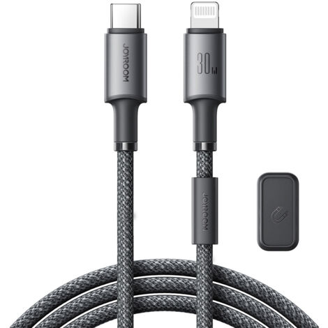 Câble USB-C Lightning pour iPhone avec support magnétique 1,2 m - gris (1/5)