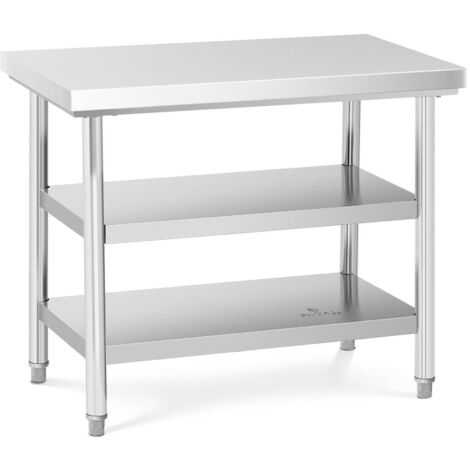 Royal Catering – Table de travail en acier inoxydable 100 x 60 cm – 3 niveaux – Capacité de charge 600 kg – Pieds réglables jusqu'à 20 mm (1/5)