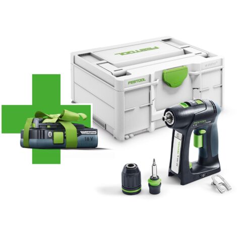 Festool – Perceuse-visseuse sans fil 18V avec 1 batterie 4.0Ah – Moteur EC-TEC sans balais – Couple 27Nm pour perçage bois et métal – Système FastFix - 18-BASIC