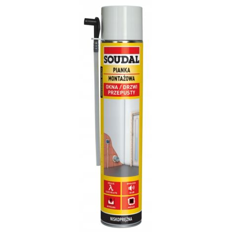 MOUSSE DE MONTAGE POUR TUYAU BASSE PRESSION SOUDAL 750 ml JAUNE POUR FENÊTRES ET PORTES