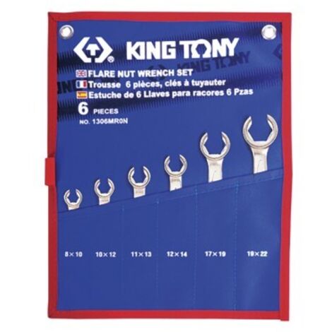 Trousse de 6 clés à tuyauter 8x10 à 19x22 – Acier haute qualité – Étui en tissu inclus – Pour systèmes de freinage automobile – King Tony - 8x10-10x12-11x13-12x14-17x19-19x22 (1/5)