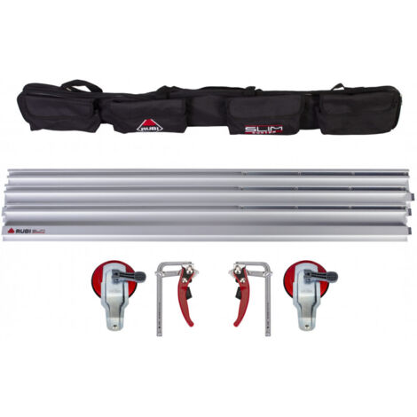 Rubi – Rail de guidage pour scie à carrelage TC-125 – 3 guides et 2 pinces – Sac de transport inclus – Pour carreaux grands formats (1/3)