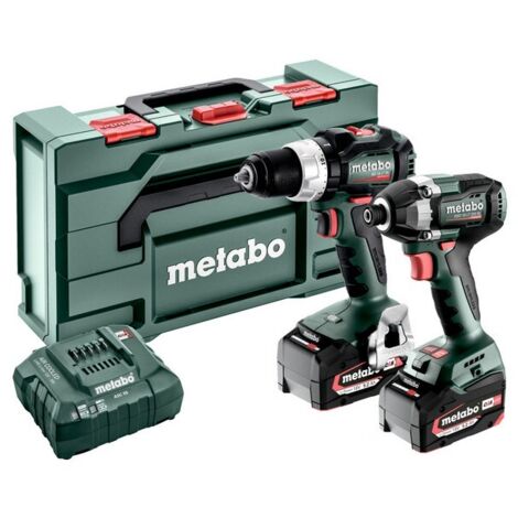 Metabo – Pack combiné 18V avec perceuse-visseuse sans fil BS 18 LT BL et visseuse à chocs SSD 18 LT 200 BL – 2 batteries 5,2Ah – 685196000