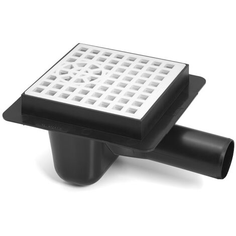 Drain de sol plastique d'égout grille blanche de motif carré diamètre tuyau 50mm