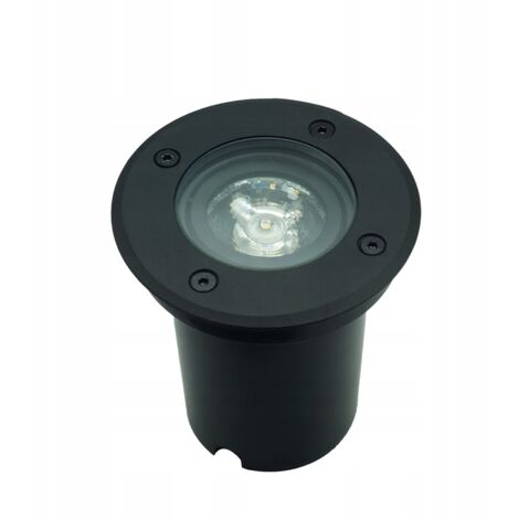 LAMPE DE SOL NOIRE RONDE Ø11CM ORIENTABLE GU10 RÉSISTANT IP67 (1/5)