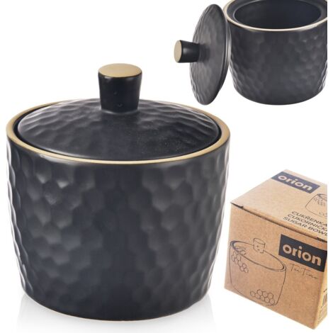 Sucrier en céramique, sucrier noir, sucrier, TEA TIME 320 ml, ORION 155404 (1/5)