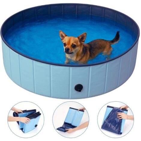Piscine Pliable Pour Enfants Et Chiens – Bassin Rond Imprimé, Sans Gonflage, Avec Bouchon De Vidange, Pour Jardin Et Terrasse Piscine Pliable Enfants Chiens