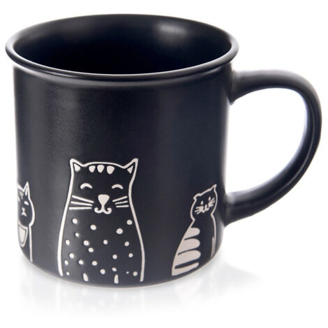 Mug chat pour boissons, café, thé, herbes, céramique, noir, 500 ml (1/3)