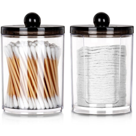 Lot de 2 boîtes de rangement pour cotons-tiges et cotons démaquillants (1/5)
