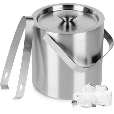 Seau à glaçons isotherme en acier + pince
