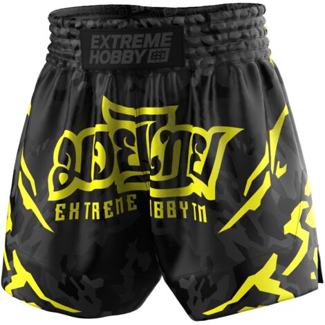 Short de Muay Thai Extreme Hobby Black Panther Noir et Jaune S (1/5)