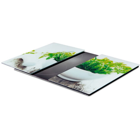 Lot de 2 protections de planche à découper en verre pour plaques de cuisson à induction 60 x 52 cm