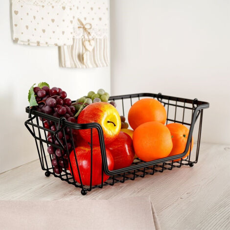 Corbeille à fruits empilable à 2 niveaux pour comptoir, panier de rangement de pommes de terre et d'oignons – Panier à légumes pour cuisine, panier en fil métallique pour organiseurs de garde-manger