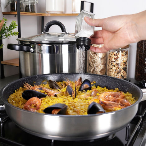 Ensemble Salière Poivrière Et Huilier Vinaigrier Avec Support Inox - Set 4 Pièces