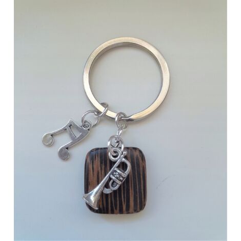 Porte-clés Trompette gravé - Plaque 2 Lignes Cadeau Musicien Fanfare