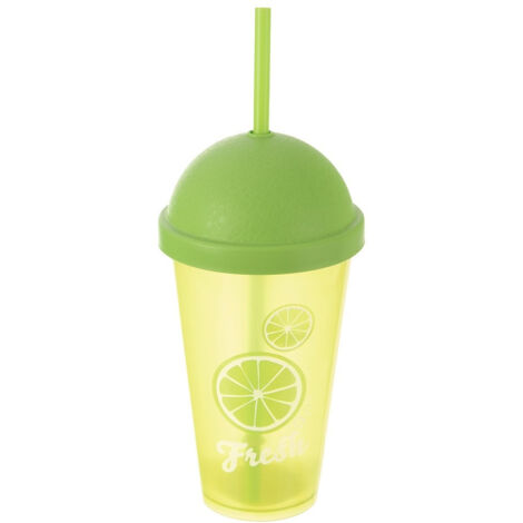 Gobelet en plastique avec couvercle à paille pour eau potable et boissons 450 ml (1/5)