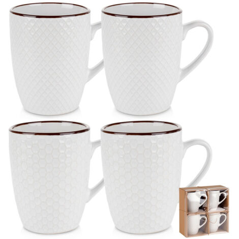 Lot de 4 tasses blanches pour café, thé, herbes aromatiques, cadeau