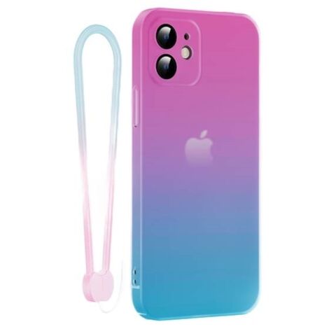 COQUE APPLE IPHONE 12 ROSE BLEU OMBRE DOS A2172 (1/2)