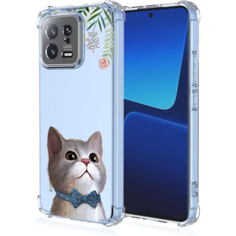 COQUE EN SILICONE TRANSPARENTE POUR XIAOMI 13 6,36" CHAT AVEC NŒUD PAPILLON PLANTES MIGNONNES (1/5)