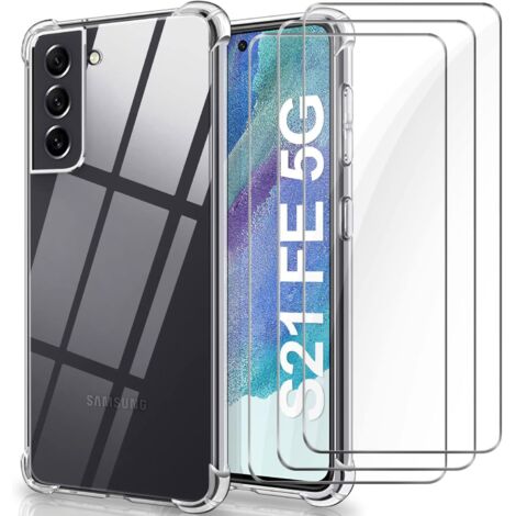 COQUE POUR SAMSUNG GALAXY S21 FE 5G SILICONE 3X VERRE TREMPÉ SM-G990B (1/5)