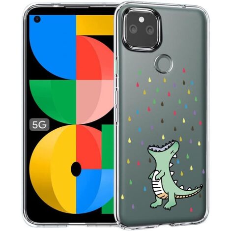 Coque transparente pour Google Pixel 5A 5G 6,34" avec motif dinosaure (1/5)