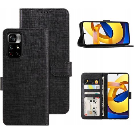 COQUE NOIRE POUR POCO M4 PRO AVEC RABAT (1/5)
