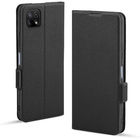 Étui à rabat pour Samsung Galaxy A22 5G 6,60 pouces, étui en cuir synthétique noir élégant (1/5)