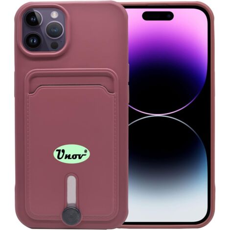 COQUE POUR APPLE IPHONE 14 PRO MAX 6,7" SILICONE BORDEAUX + FENTE POUR CARTES (1/5)