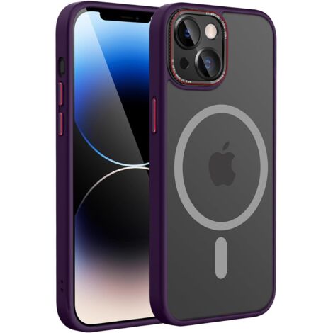 COQUE POUR APPLE IPHONE 14 6.1" SILICONE ARRIÈRE TRANSPARENT CADRE VIOLET (1/5)
