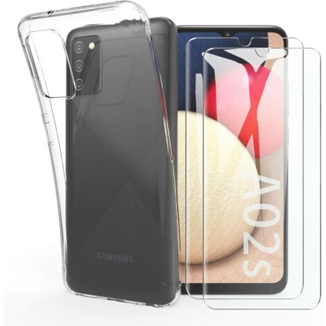 COQUE POUR SAMSUNG GALAXY A02S TRANSPARENTE 2X VERRE TREMPÉ SM-A025F (1/5)